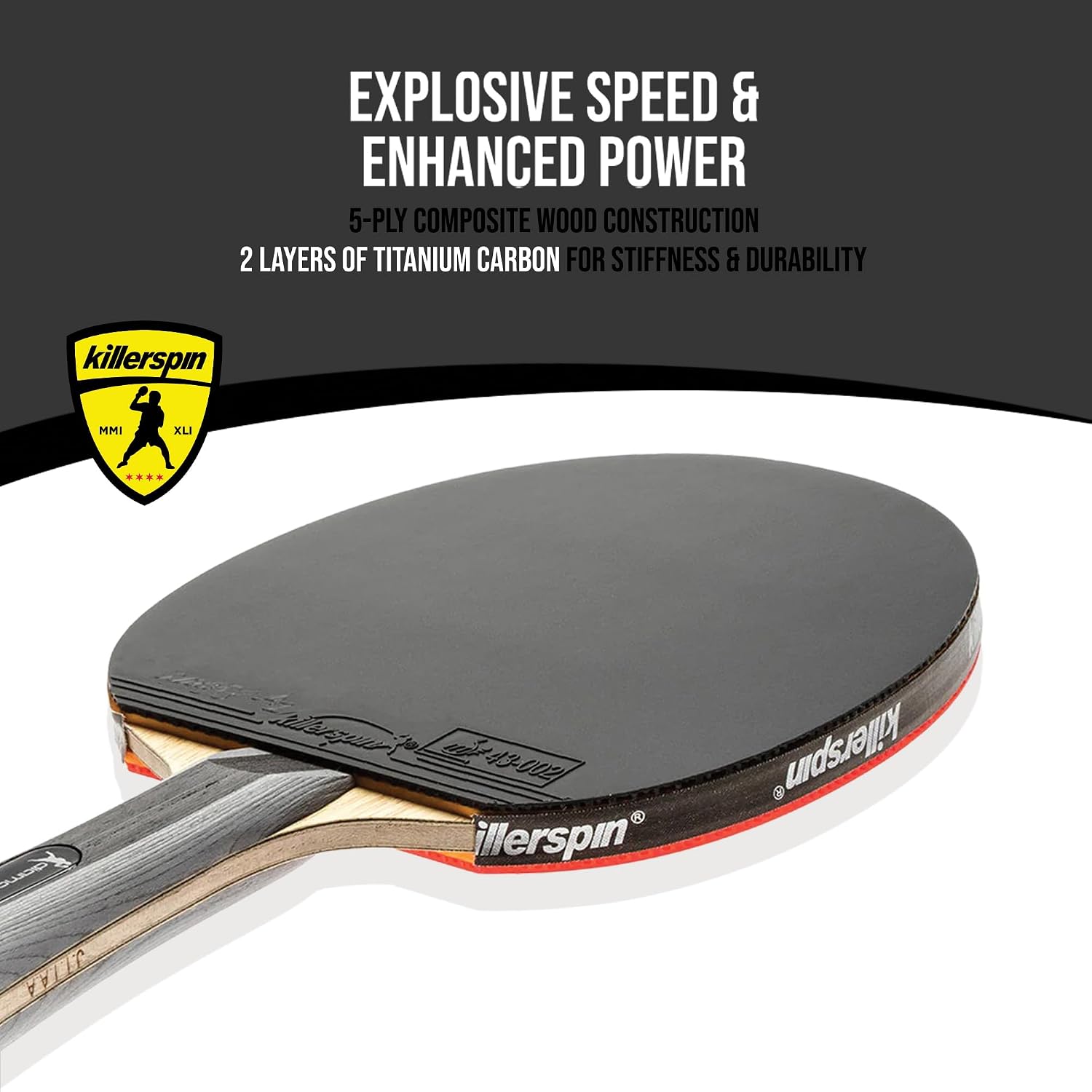 Killerspin Diamond TC Ping Pong Paddle, Advanced Table Tennis Paddle, Memory Book Paddle Case, Red/Black