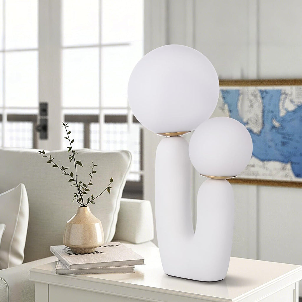 Arturesthome Nightstand Desk Lamp, Creative Nordic Living Room Bedside Bedroom Table Lamp with Light Bulbs, White