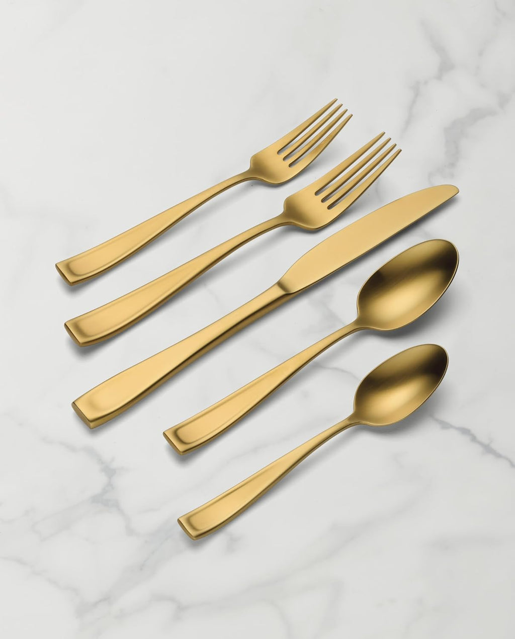 Oneida Silverware Set, Moda Gold Satin 20 Piece Flatware Set, Service For 4, 18/10 Stainless Steel, Dishwasher Safe, Flatware Cutlery Sets, Utensils, Knives Spoons and Forks, Home (Gold, 20 Pieces)