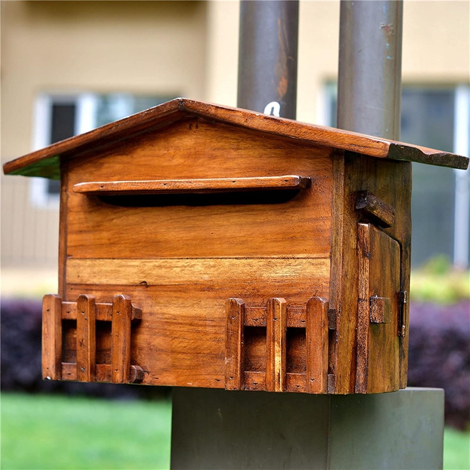 Wooden Mailbox Outdoor Post Box Rainproof Suggestion Box Creative Letter Box Wall Mounted Mailbox for Home Garden 40x13.5x24cm