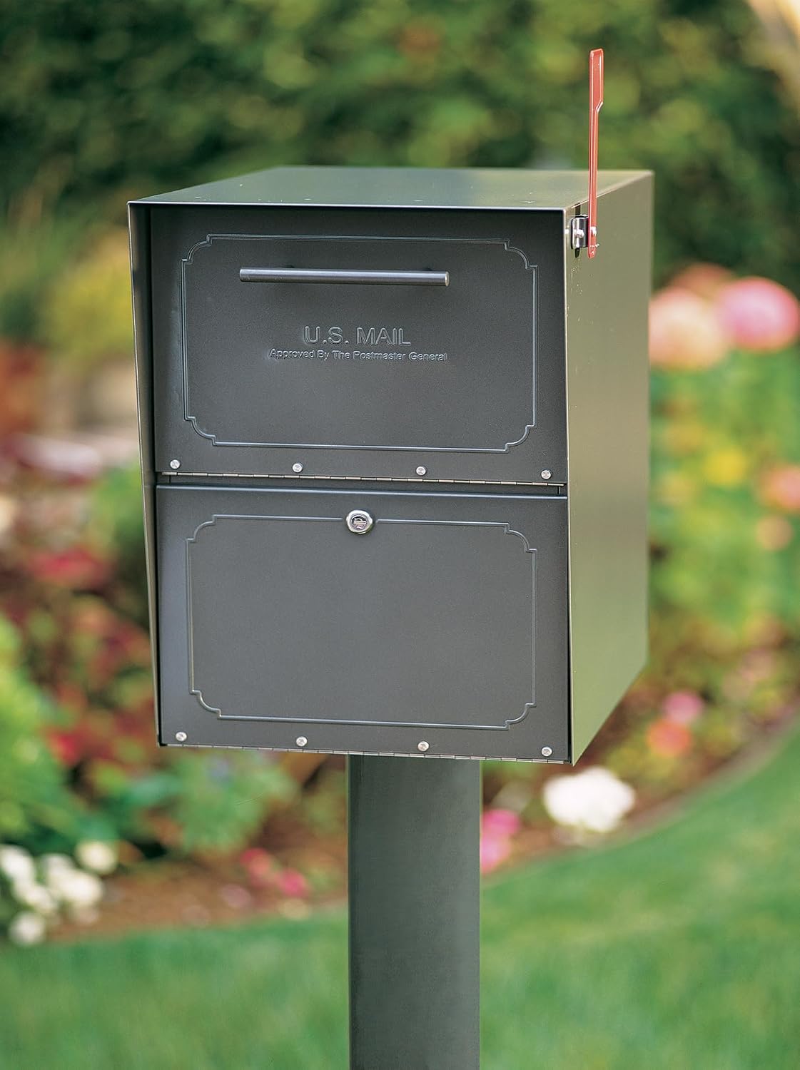 Architectural Mailboxes 6200Z-10 Oasis Classic Locking Post Mount Mailbox, 18'D x 11.5'W x 14'H ,Graphite Bronze