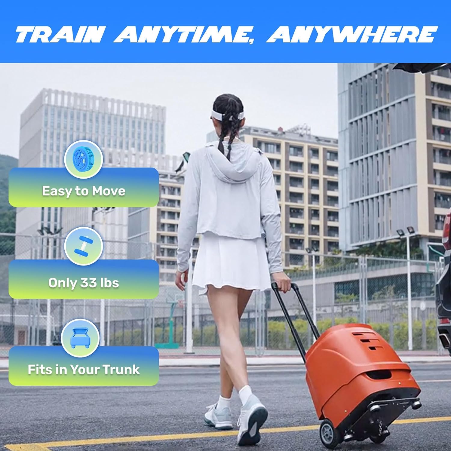 PUSUN｜PT-Smart Tennis Ball Machine: App Control with 12 Built-in Training Modes,6-Level Spin,28-Pt,75 MPH,32.6 lbs,100+ Ball,5H Battery, Portable, for Tennis/Padel,Training, Practice,Beginners to Pros