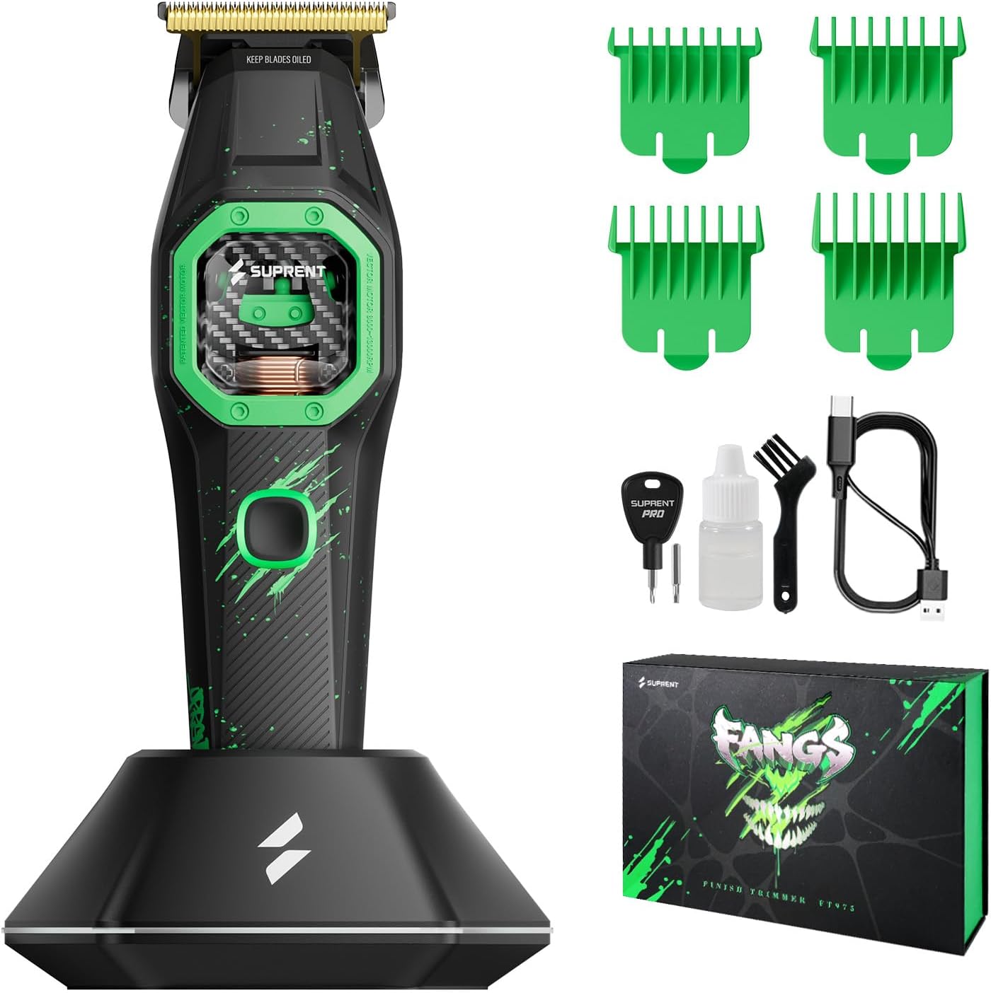 SUPRENT Fangs Professional Barber Trimmers - High-Performance 13,000 RPM Vector Motor Hair Trimmer Set, Professional Finishing Trimmer with AI Speed Control, Precision Detail Trimmer