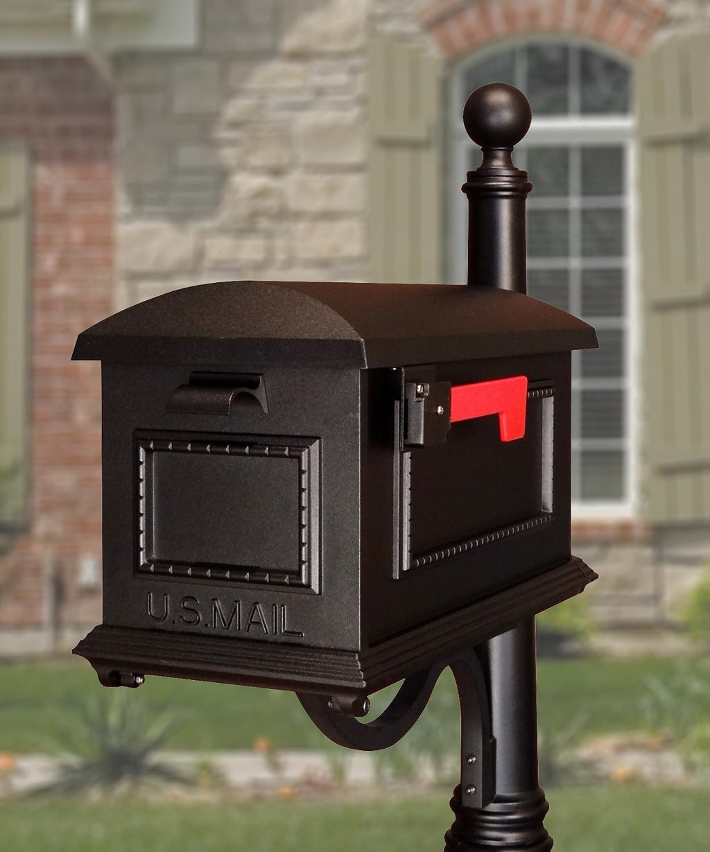 Special Lite Traditional Curbside Mailbox - Black Aluminum Mailbox for Post Mount - SCT-1010-BLK