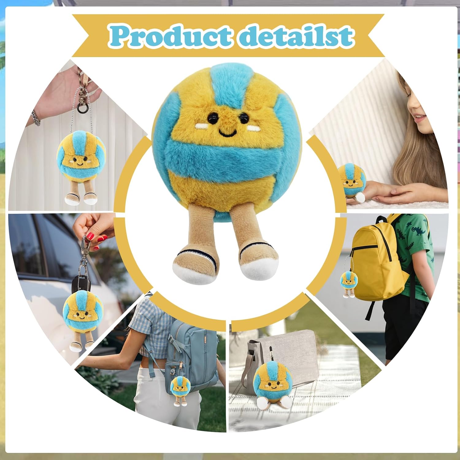 Cute Volleyball Smiley Plush Keychain Gift for Team,Soft Sport Stuffed Plush Pendant,Volleyball Players Party Favors