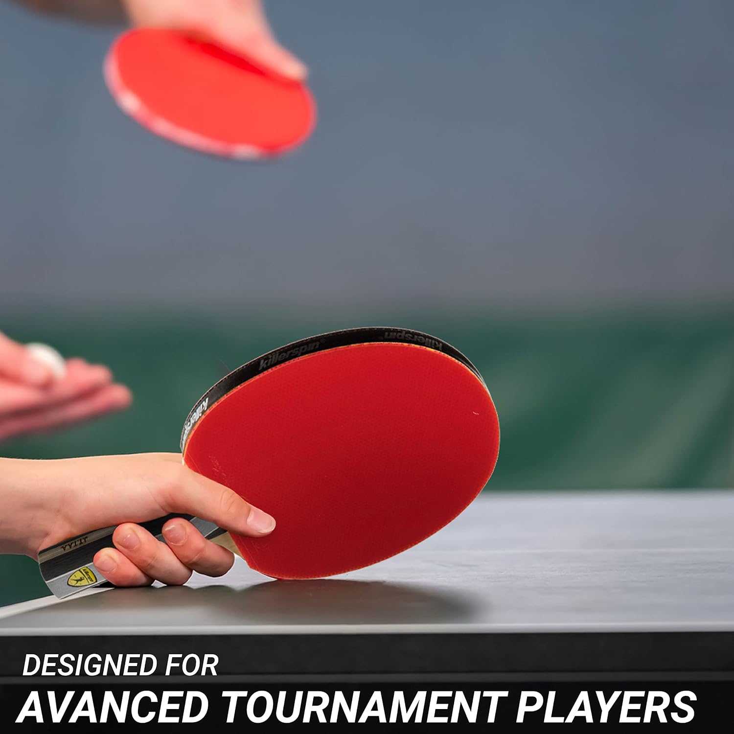 Killerspin KIDO 7P RTG Ping Pong Paddle, Advanced Table Tennis Players, Memory Book Paddle Case, Red/Black