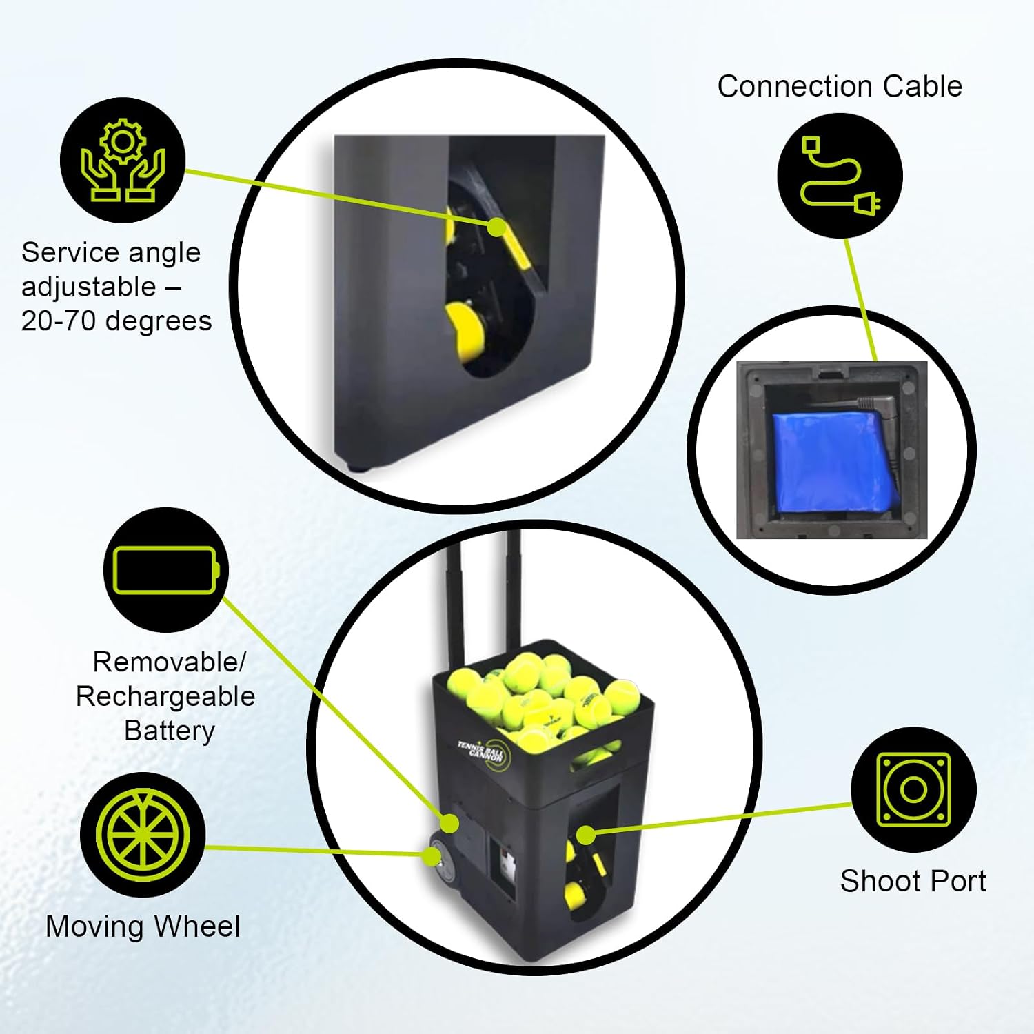 PMT Medical Portable Tennis Ball Machine 22 lbs for Beginners, Dual Motor for Top Spin & Backspin, 50+ Ball Capacity, Max 45 MPH Speed, 4+ Hour Rechargeable Battery, App and Remote Controlled