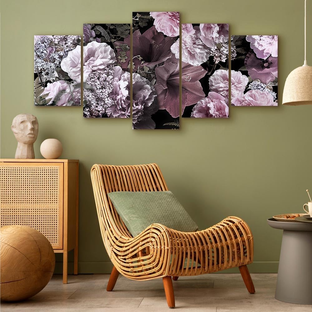 artgeist Canvas Wall Art Print Flowers 59x30 in - 5pcs Home Decor Framed Stretched Picture Photo Painting Artwork Image - Lilies Flowers Nature b-A-0668-b-m
