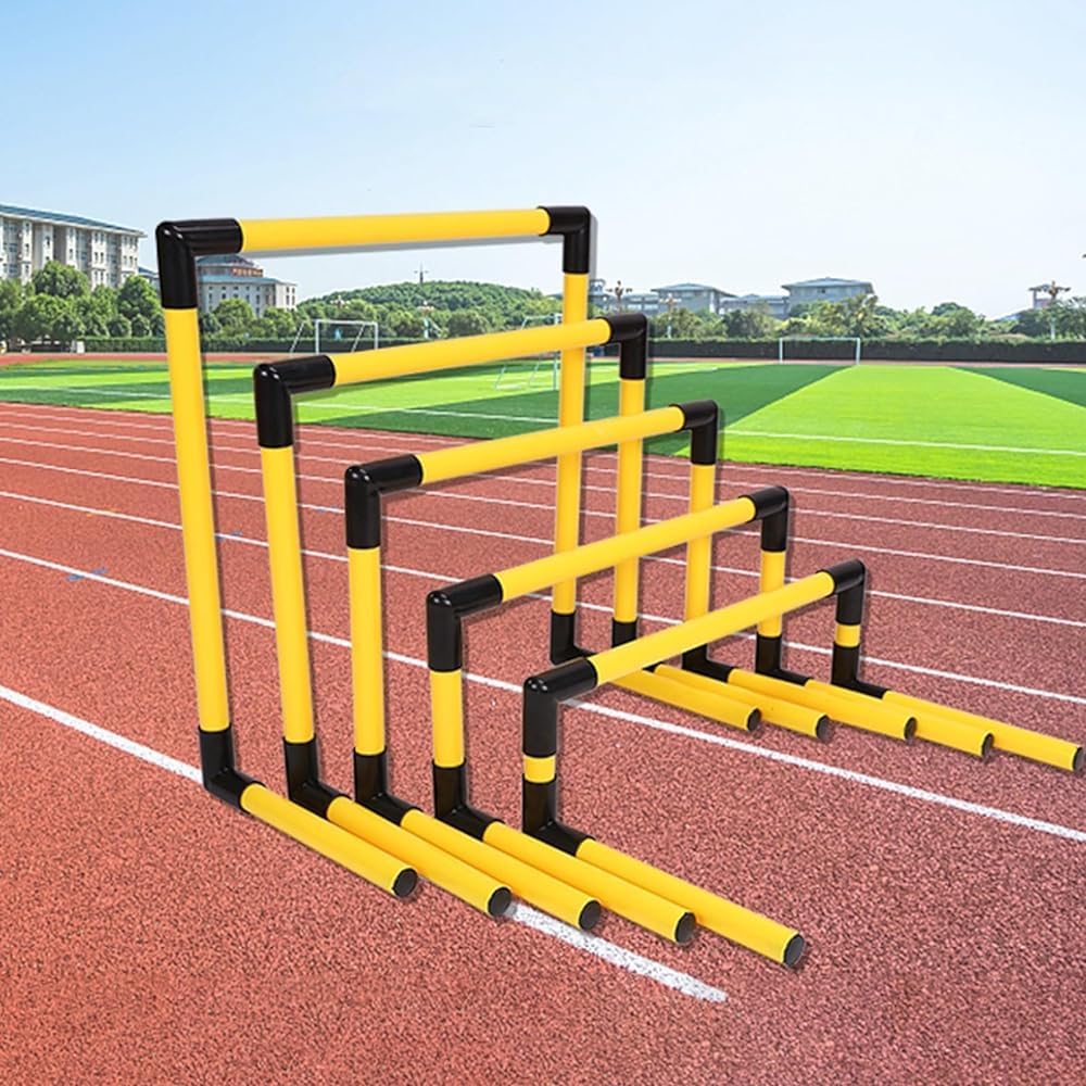 Kids Portable Hurdles Training Equipment - Plastic Soccer Agility Workout Trainer Kit, 5 Pack Different Height Hurdles, Track and Field Practice Kit(Color:Yellow)