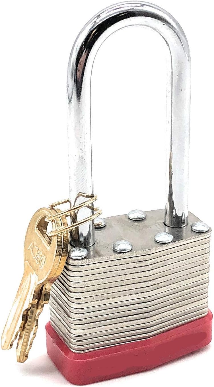 40mm Keyed Alike (A389) Laminated Steel Long Shackle Padlock, 1 3/4' Wide x 2 3/4' Shackle Size (24)