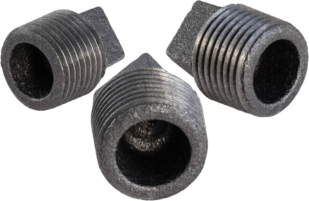 SUPPLYGIANT BMPL1000S-5 BMPL1000-5 Black Pipe Fitting, Malleable Iron Plug with Square Head Threaded Connector 1 Inch (Pack of 5)