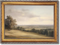 Large Gold Framed Classic European Pastoral Landscape Canvas Wall Art Vintage English Countryside Horizon Oil Painting Poster Retro Rolling Hills Artwork Prints for Rustic Farmhouse Decor 24x36inch