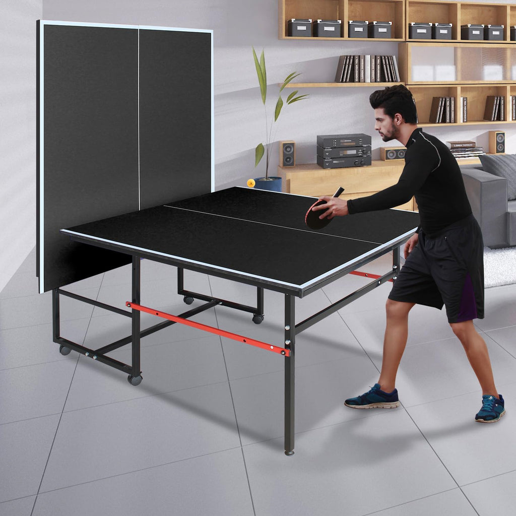 6FT/8FT/9FT Mid-Size Table Tennis Table Ping-Pong Table Set Foldable & Portable Table Indoor Outdoor for Family Game