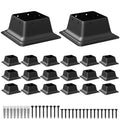 SPACEEUP 4x4 Post Base 20 Pcs, Inner Size 3.6'x3.6' Deck Post Base, Heavy Duty Powder-Coated Post Anchor Black Wood Post Brackets for Decking Porch Railing Support