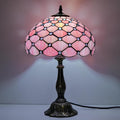 Tiffany Lamp Vintage Pink Stained Glass Bead Table Lamp Desk Bedside Reading Light Decor Bedroom Living Room Home Office D12*H18 Inches