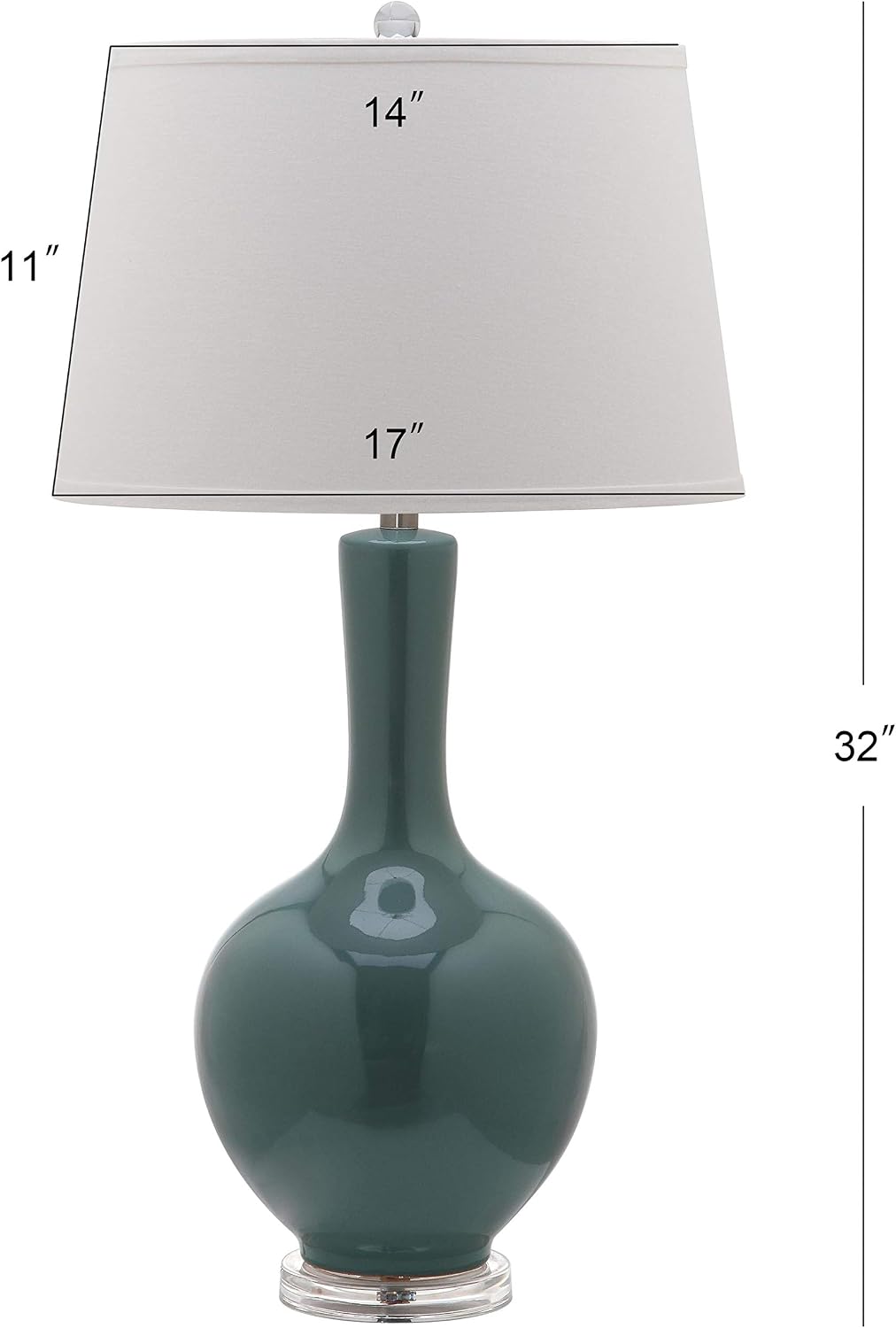 Safavieh Lighting Collection Blanche Gourd Teal and White Table Lamp, Set of 2