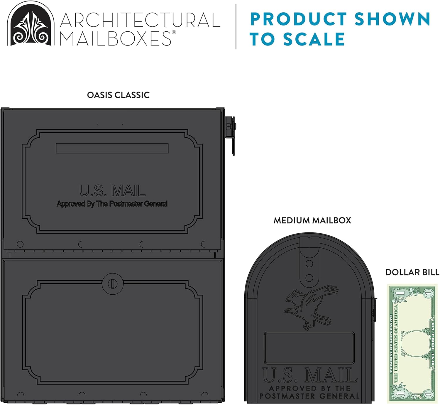 Architectural Mailboxes 6200Z-10 Oasis Classic Locking Post Mount Mailbox, 18'D x 11.5'W x 14'H ,Graphite Bronze