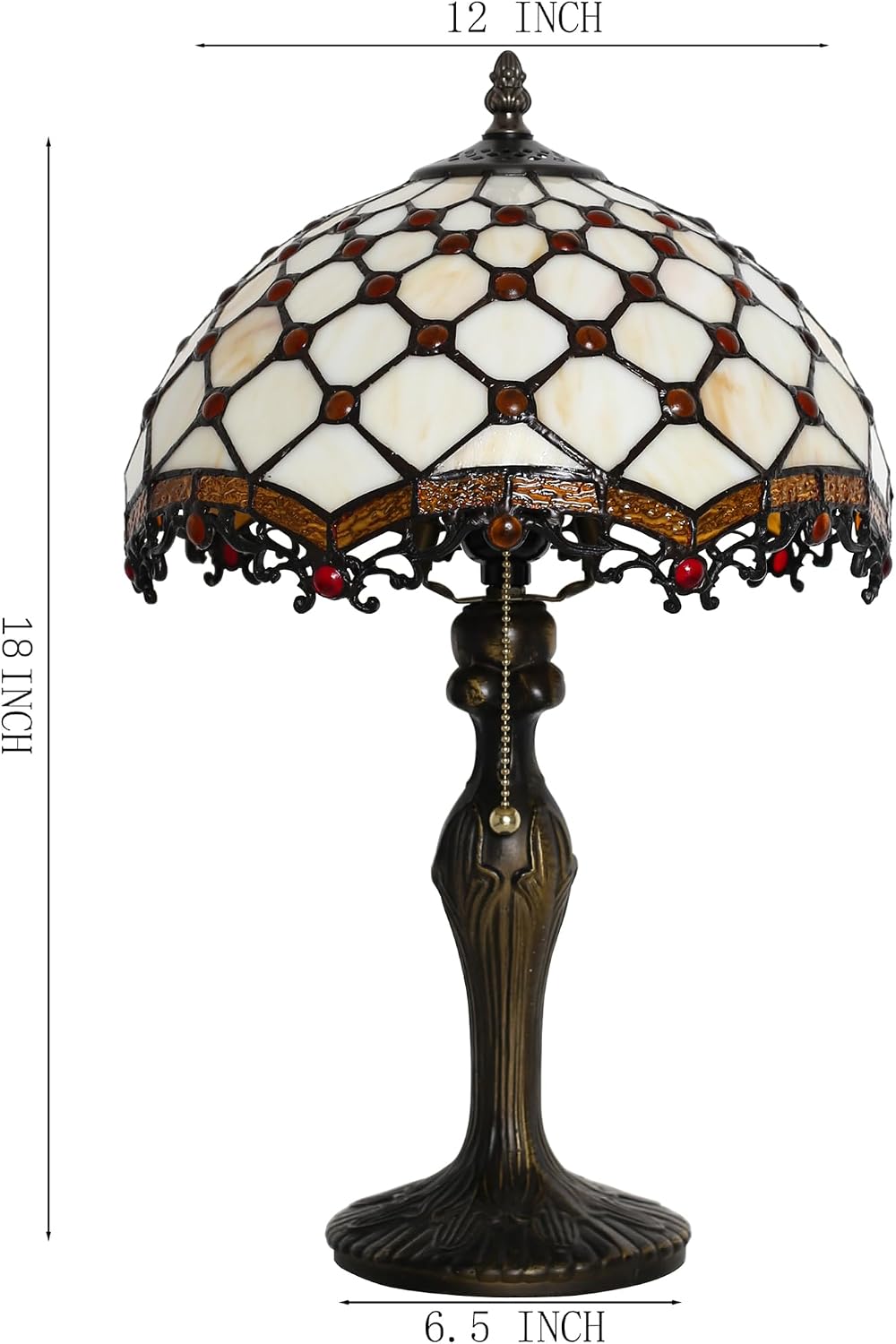 Tiffany Lamp Stained Glass Table Lamp 12 x 19' Phoenix Tail Beads Style Bedside Reading Lamp Decorative Light for Desk Living Room Bedroom Office Study Light Home Decor Gift