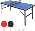 Foldable Ping Pong Table, Indoor/Outdoor Mesa De Ping Pong for Adults/Teens, Waterproof Table Tennis Table with 2 Table Tennis Paddles and 3 Balls, 5 Minute Assembly, 60 x 26 x 27.5 Inch