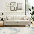 Chesterfield Sofa for Living Room Furniture Set, Classic Upholstered White Sofa Couch, 3 Seat Velvet Fabric Couch with Rivet Decor & Matched Pillows for Home/Office(Cream White, 3 Seater)