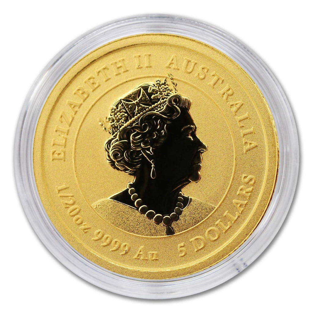 2022 P 1/20 oz Gold Australian Lunar Series III Year of the Tiger Coin Brilliant Uncirculated (BU) in Capsule with Certificate of Authenticity $5 BU