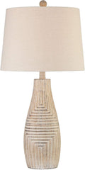 John Timberland Chico Rustic Southwest Natural Cottage Core Table Lamp 27' Tall Faux Light Wood Oatmeal Fabric Drum Shade for Living Room Bedroom House Bedside Nightstand Home Office Reading