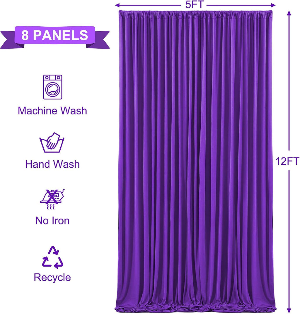 40ft x 12ft Purple Backdrop Curtains Wrinkle Free Backdrop Curtain for Wedding Parties Purple Fabric Backdrops Drapes Back Drop Cloth Bridal Shower Stage Curtains Wedding Decorations for Reception