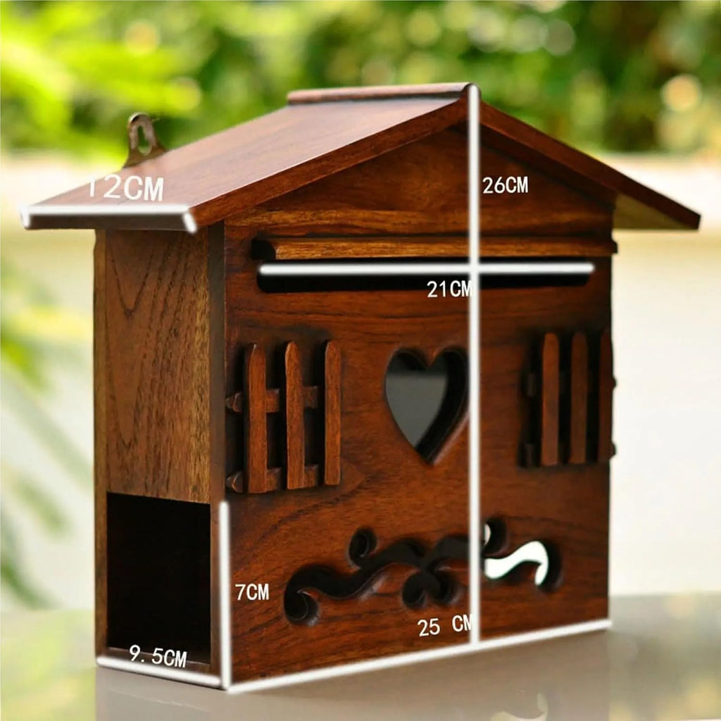 Hanging Locking Security Mailbox Rainproof Holds Documents Bills Letters Keys Home Decor Wooden for Office Mudroom for Home Office