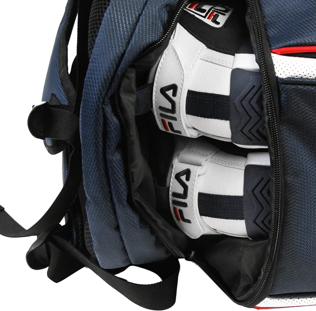 Fila Ultimate Tennis Backpack with Shoe Pocket, Navy/White/Red