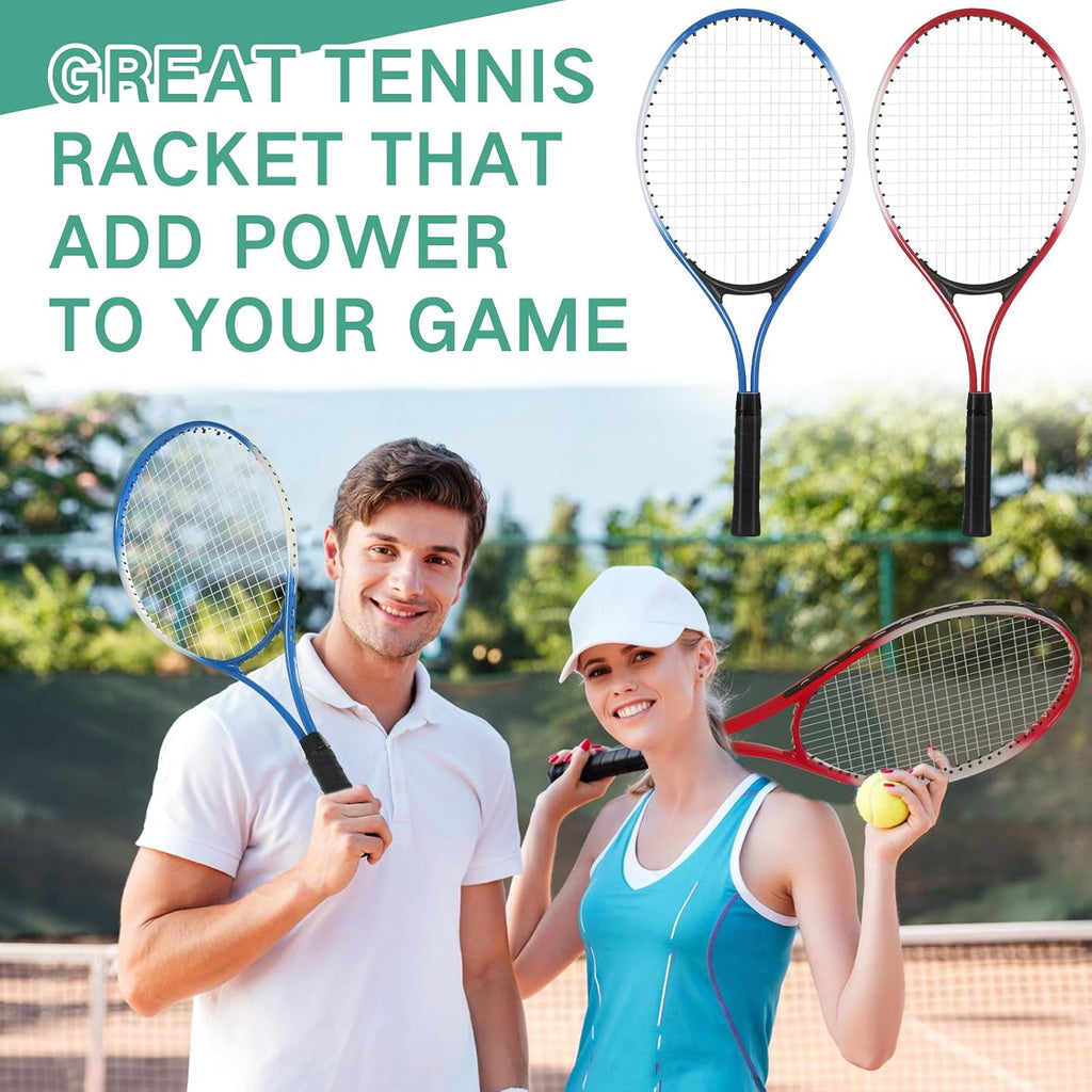 16 Pcs Tennis Rackets for Adult Recreational 8 Players 27' Tennis Racquet Bulk Lightweight Tennis Racket with 8 Tennis Balls for Training Beginners with Overgrips Carry Bag