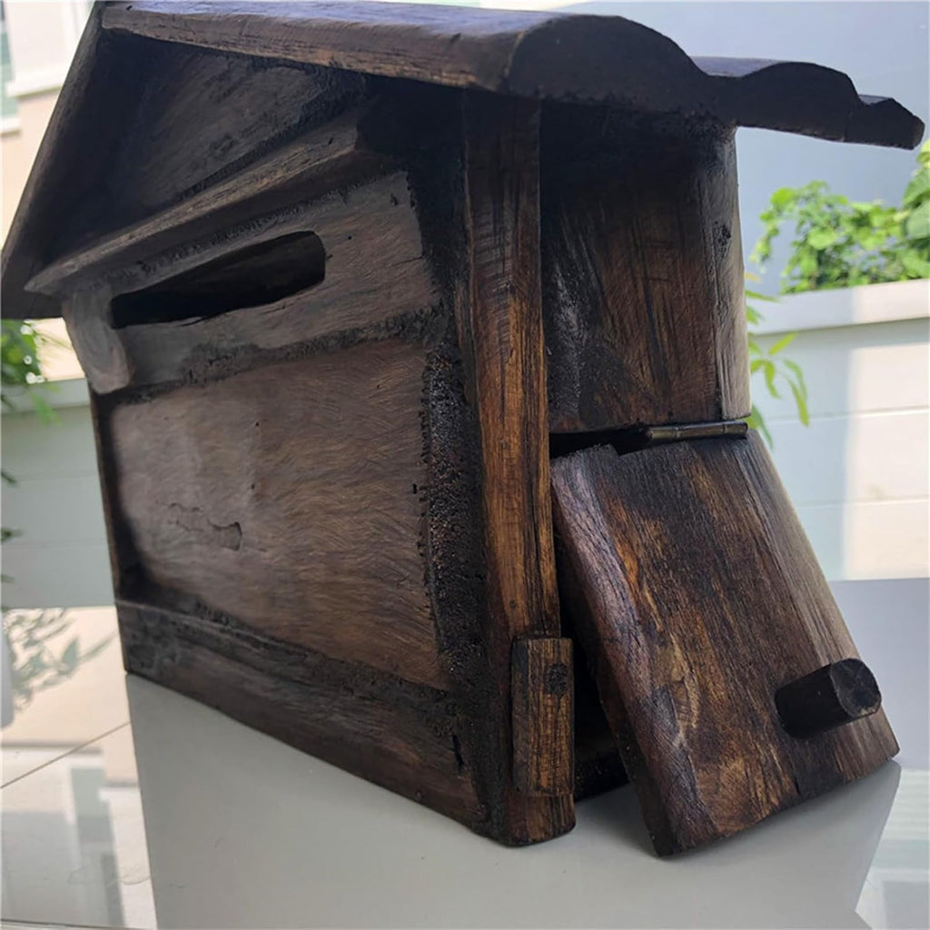 MELPHI Vintage Wall Mailbox, Wall Mounted Wooden Mailbox, Antique Style, Nostalgic Charm, Hanging Secure Post Box for Garden Outside, Coffee Shop, Rustic Farmhouse