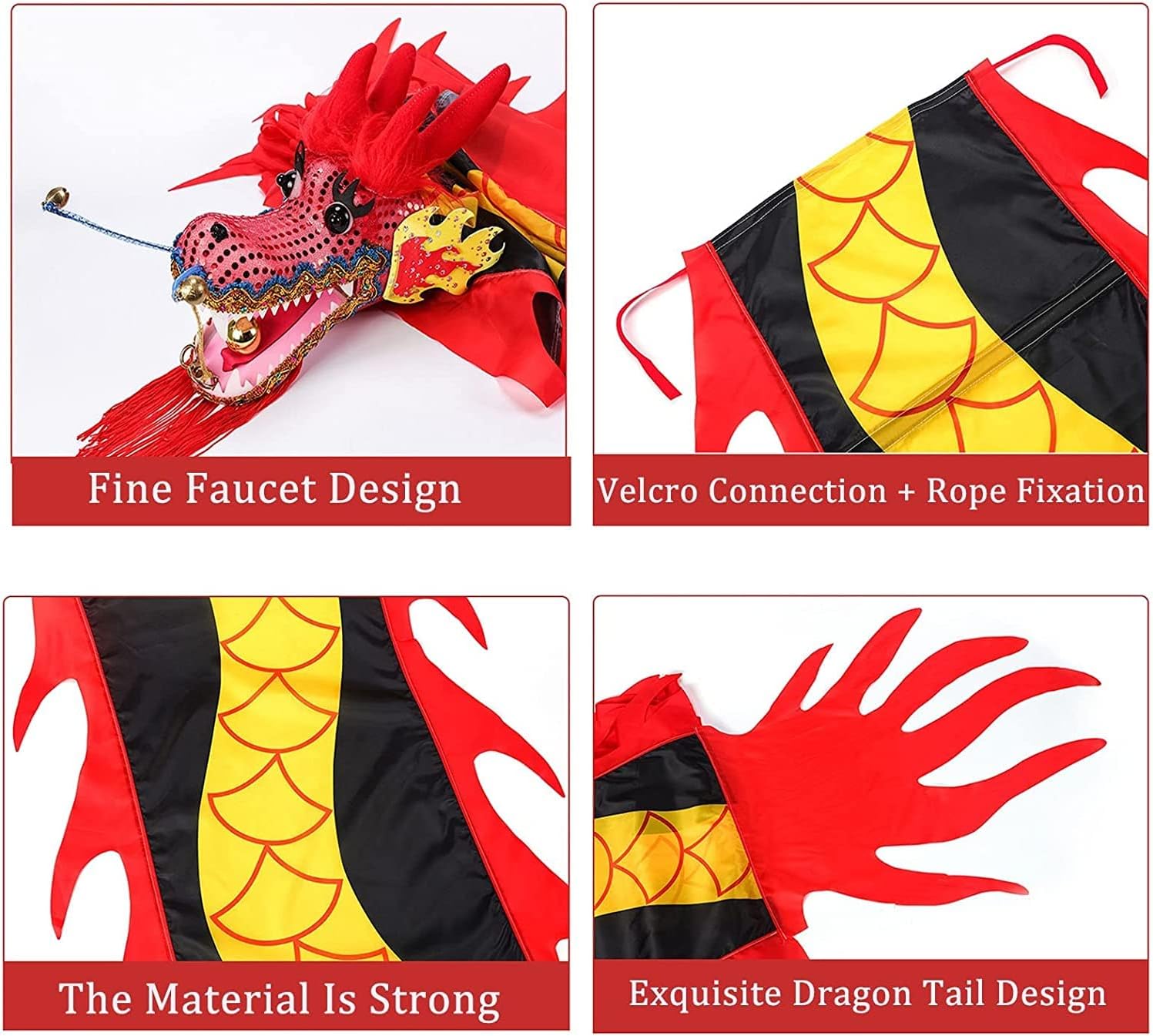 LELAMP Washable Silk Dragon Poi for Kids & Adults Outdoor Fitness Dragon Dance Ribbon Throw Streamers Chinese Traditional Folk Toys