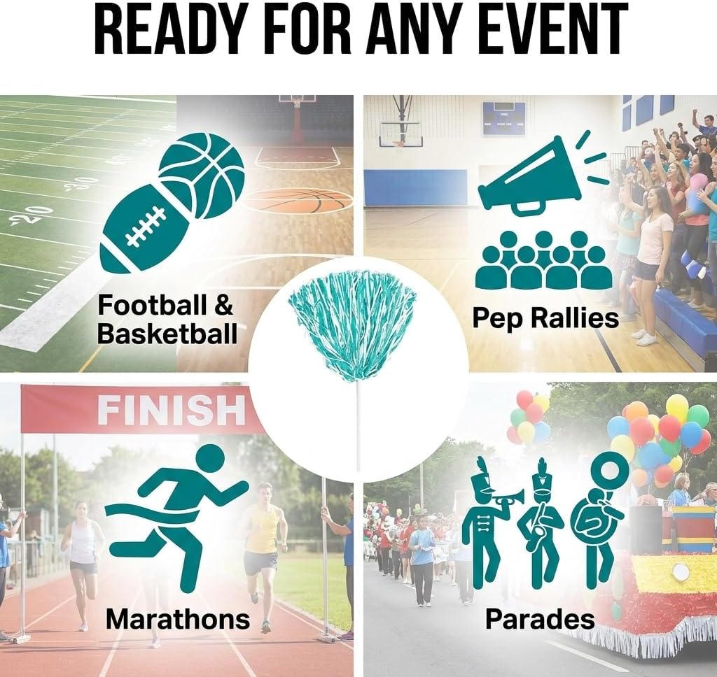 Anderson's Premium Two-Color School Spirit Shakers, Cheerleader Pom Poms, Sports Fan, Football, Basketball, Homecoming, Squad, Team, Party, Dance Club, Performance, Celebrations