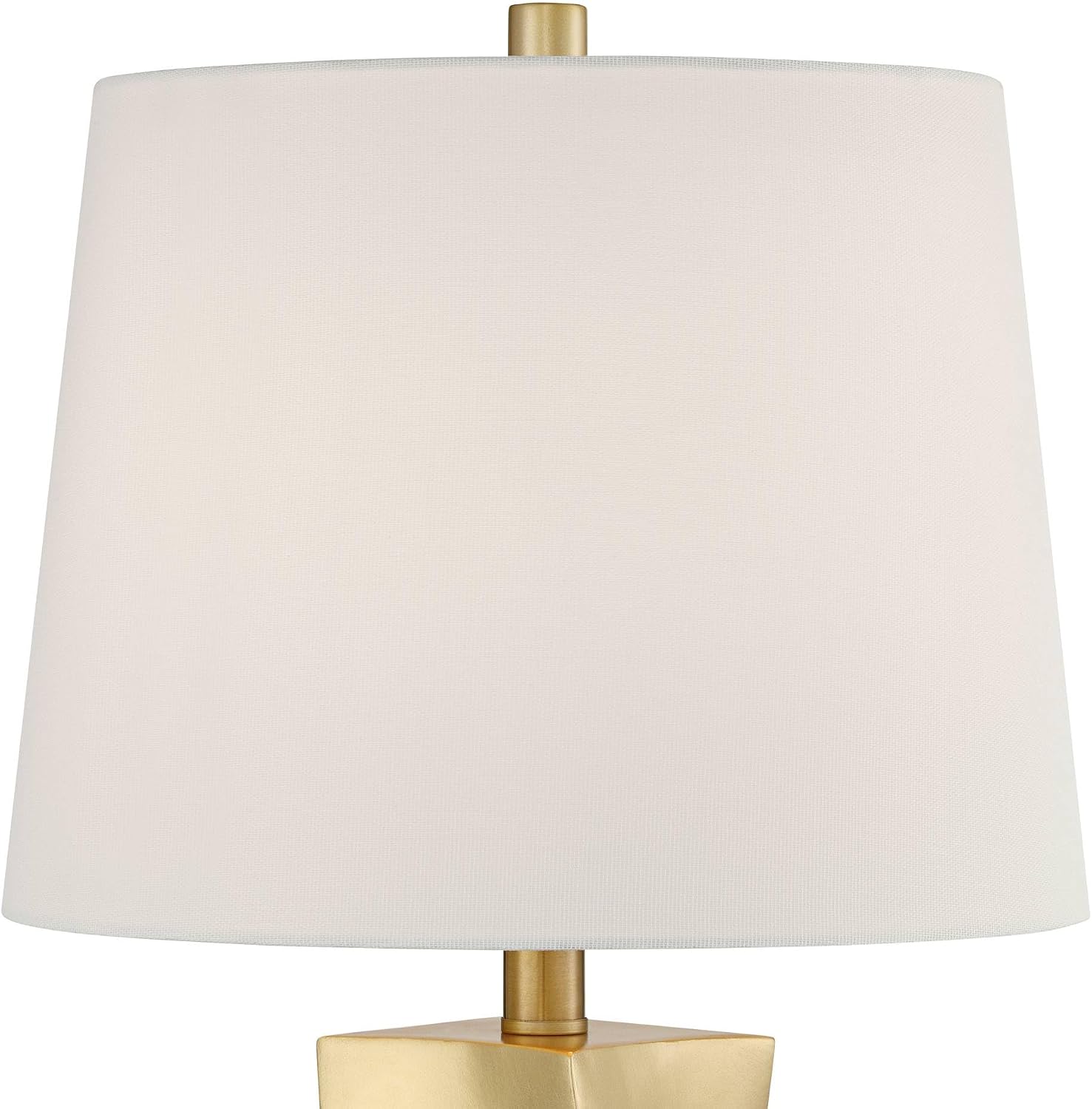 360 Lighting Arabella 25' High Geometric Modern 3-Way Table Lamps Set of 2 Gold Finish Fabric Off-White Shade Living Room Bedroom Bedside Nightstand House Office Home Reading Kitchen Entryway
