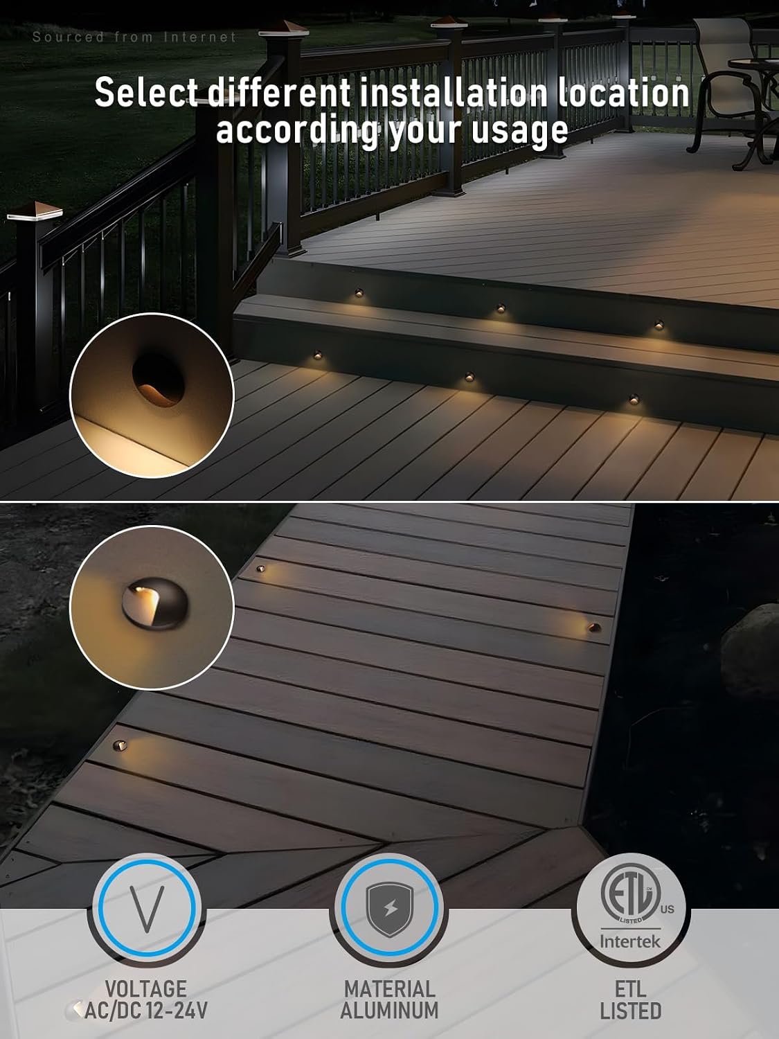LEONLITE 24-Pack Recessed Low Voltage LED Deck Light Anti-Glare, 12-24V AC/DC Recessed LED Step Riser Light, IP65 Outdoor Step Stair Lights, 3000K Warm White, Aluminum Housing Oil Rubbed Bronze