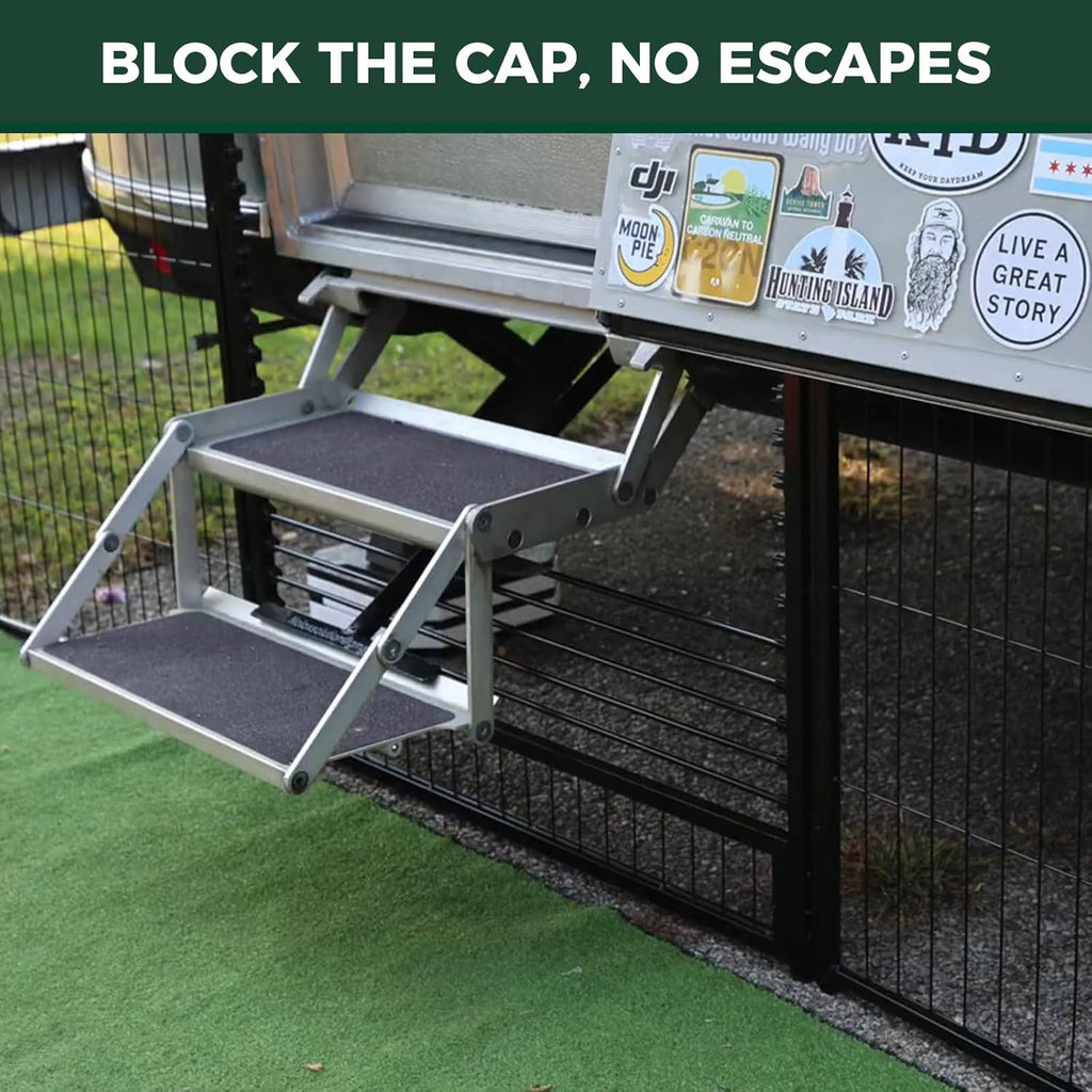 FXW Instant Unleashed Dog Playpen, Portable Pet Fence for Outdoor, RV Trips, and Camping, 24 inch, 24 Panels for Puppy and Small Dogs with RV Step Grid│Patented