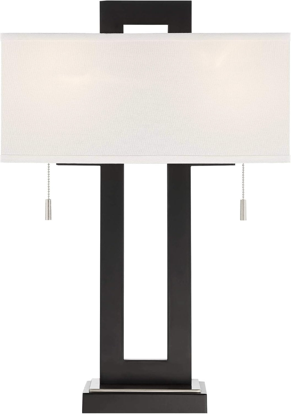 360 Lighting Neil 26' High Rectangular Rustic Modern Table Lamps Set of 2 USB Port Pull Chain Black Metal White Shade Living Room Charging Bedroom Bedside Nightstand House Office Entryway