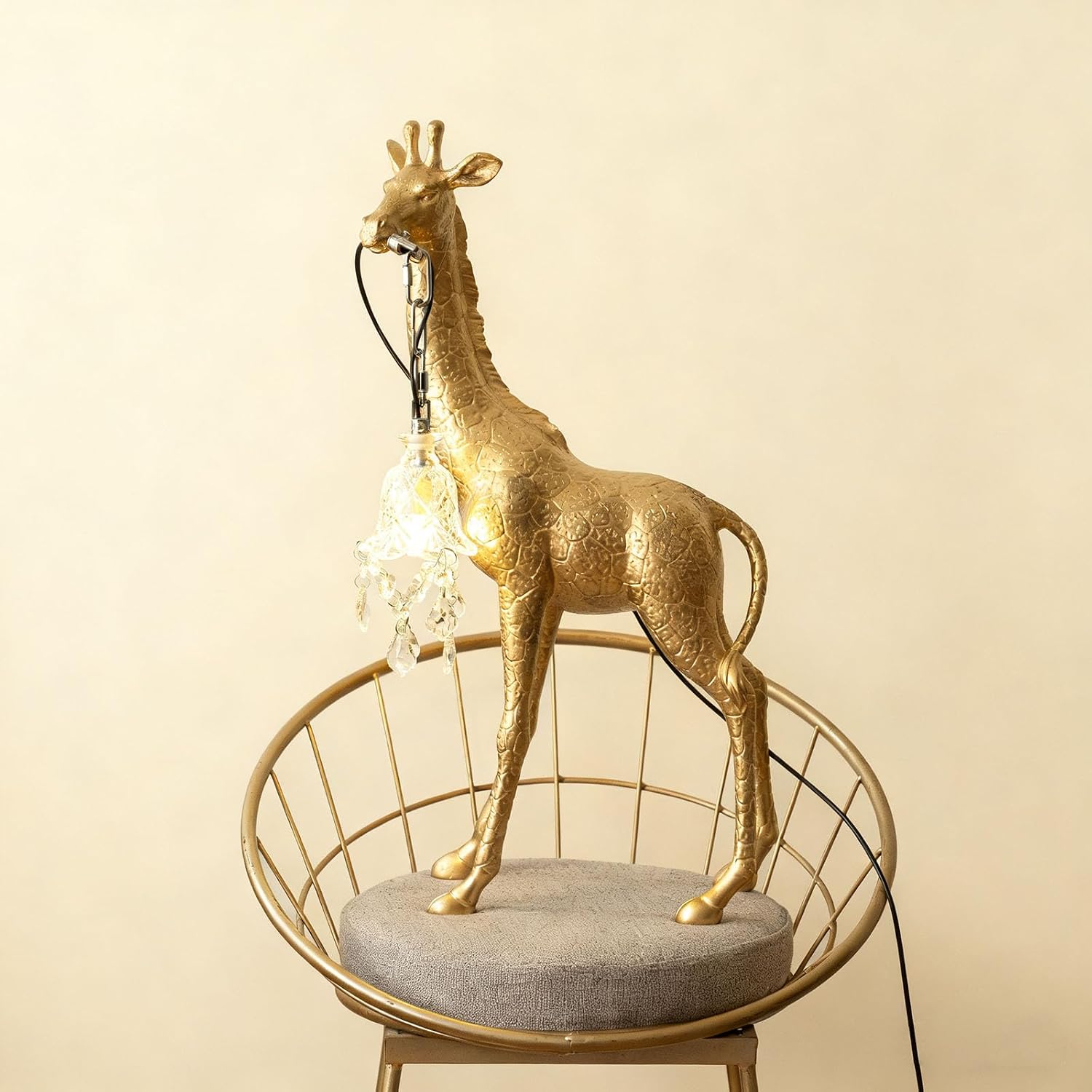 Resin Big Giraffe Table Lamp,H23.6in,Cute Animal Decor Lamp for Bedroom Living Room, Eye-Caring LED Light with Crystal Lampshade for Kids Adults (Gold H23.6)