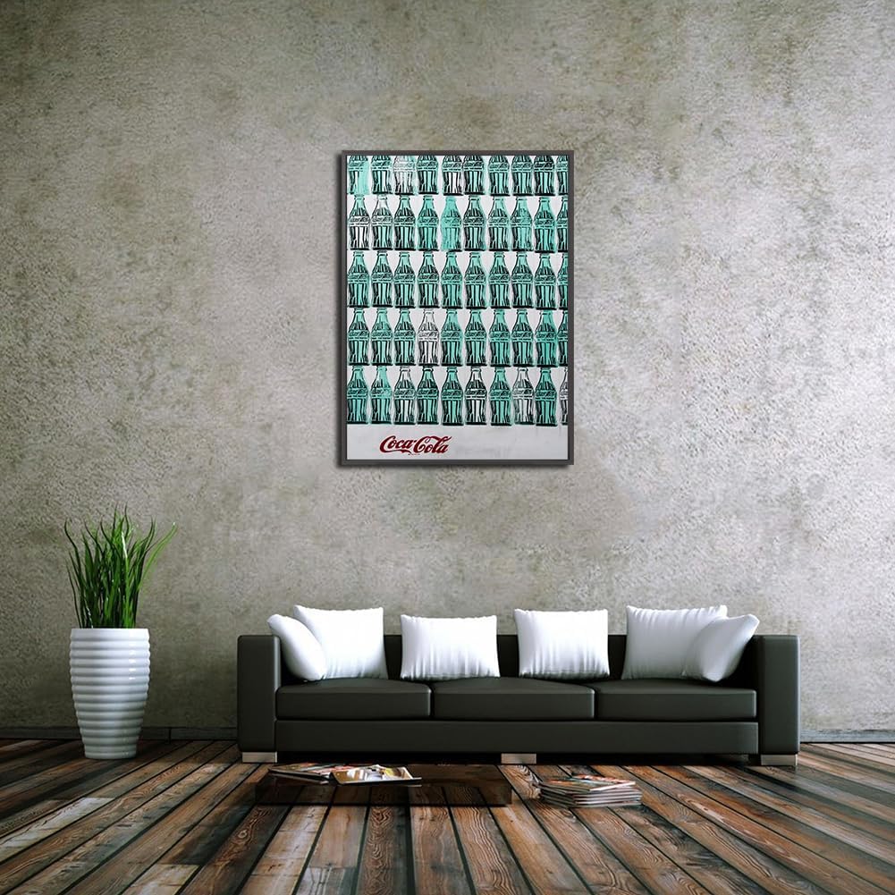 Andy Warhol Canvas Wall Art Warhol Pop Art Greencocacolabottles Framed Painting For Bedroom Livingroom Office