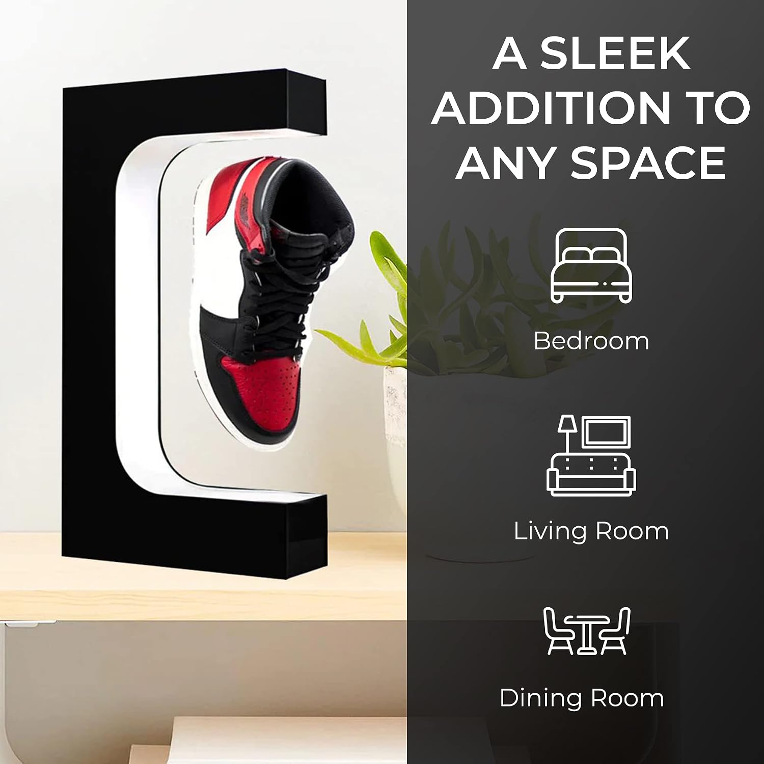Ozarke Floating Levitating Shoe Display Unique Sneaker Table Lamp with Magnetic Levitation 360-Degree Rotation for Bedroom Bedside, Living Room & Home Office - Black