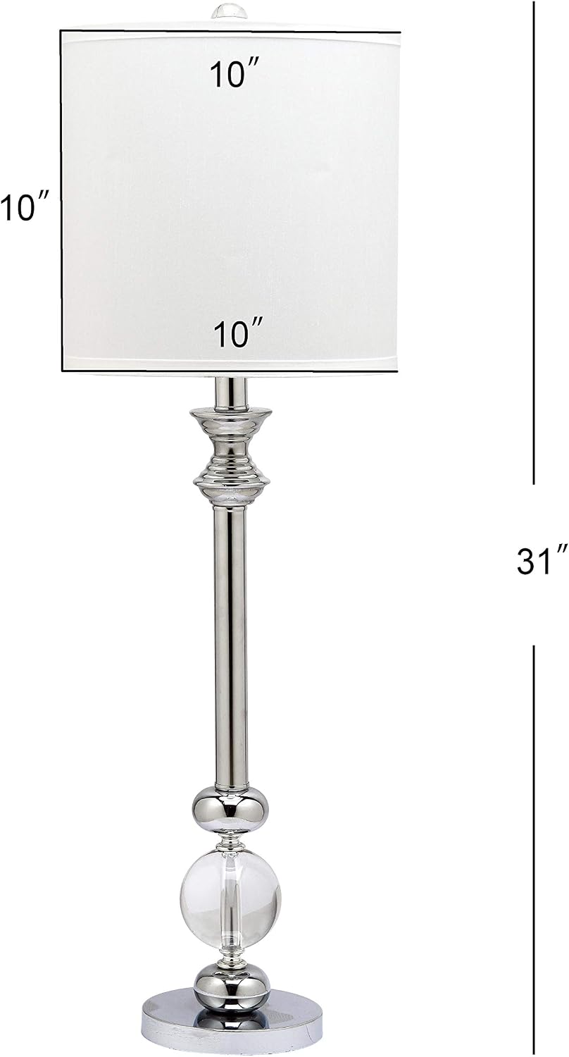 SAFAVIEH Lighting Collection Erica Crystal Candlestick 31-inch Table Lamp Set of 2 with USB Charging Port (LED Bulbs Included)
