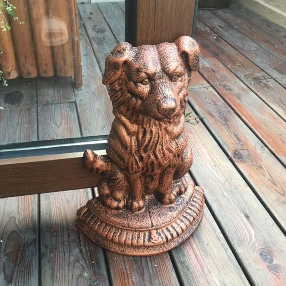 Heavy Duty Cast Iron Dog Door Stopper for Home Office (Bronze)