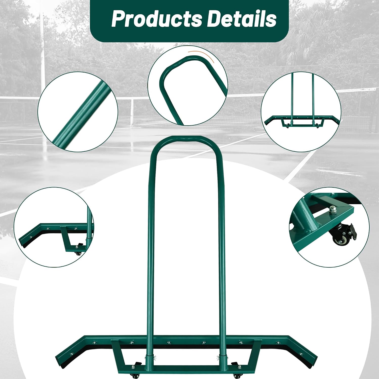 AIWFL 4.3FT Aluminium Alloy Sport Tennis Court Squeegee with Wheels, Tennis Court Rain Shuttle with Additional 2 EVA Foam Blade, Professional Squeegees Floor Water Remover Squeegee Broom, Green