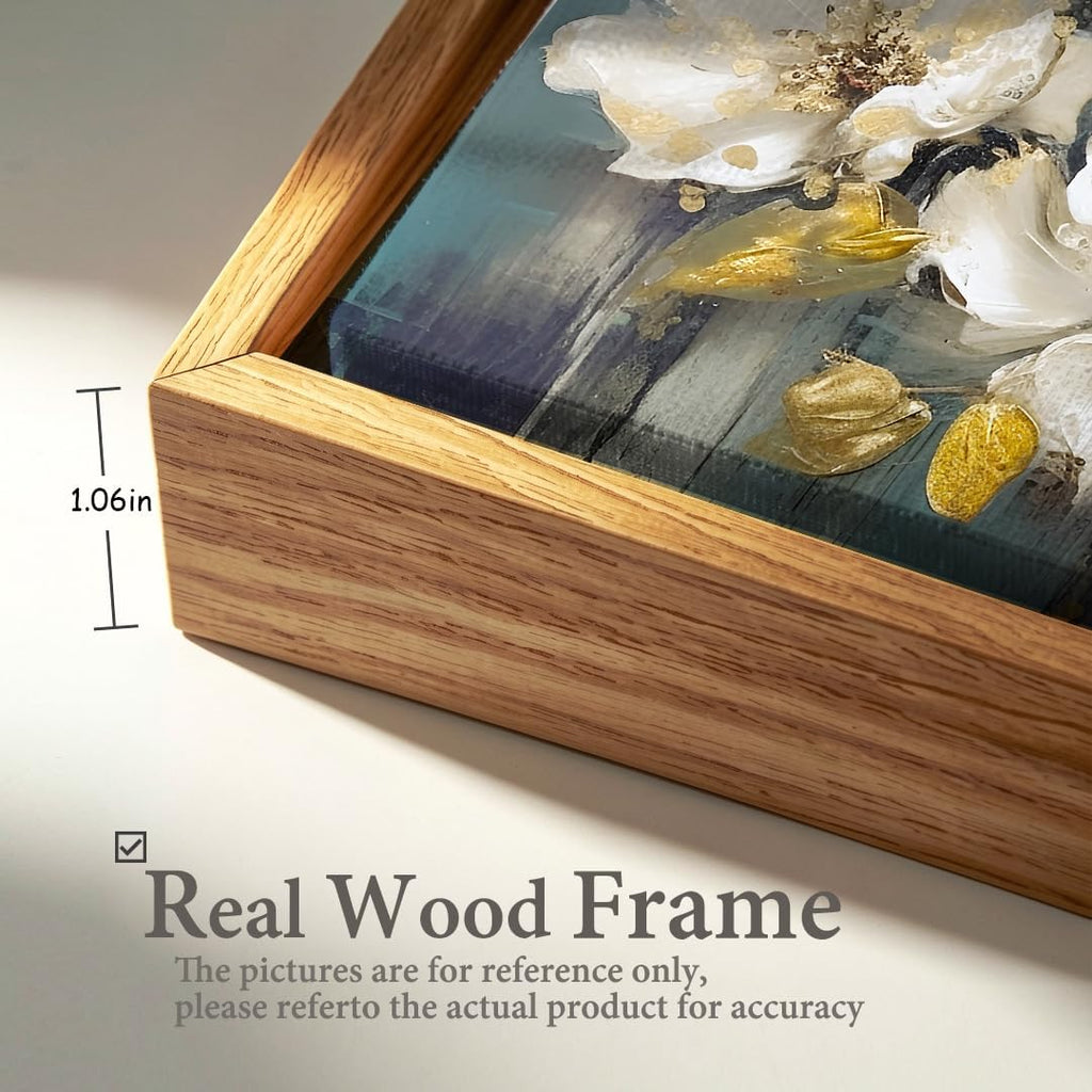 Wall Art Modern Flower Artwork Paintings White Blossom Gold Leaf Butterfly Landscape Picture wall Decor for Living Room Bedroom Kitchen 24'x48' with Framed