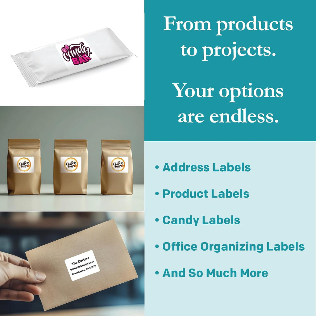 Premium Label Supply White Sticker Labels – 2.625' x 2' – Laser/Inkjet Compatible – (15 per Sheet), 1000 Sheets – 15,000 Total Adhesive Labels