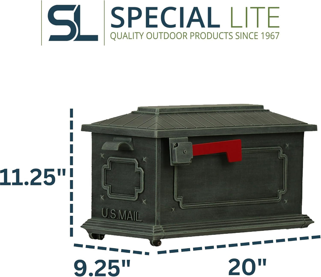 Special Lite Kingston Curbside Mailbox - Verde Green Aluminum Mailbox for Post Mount - SCK-1017-VG