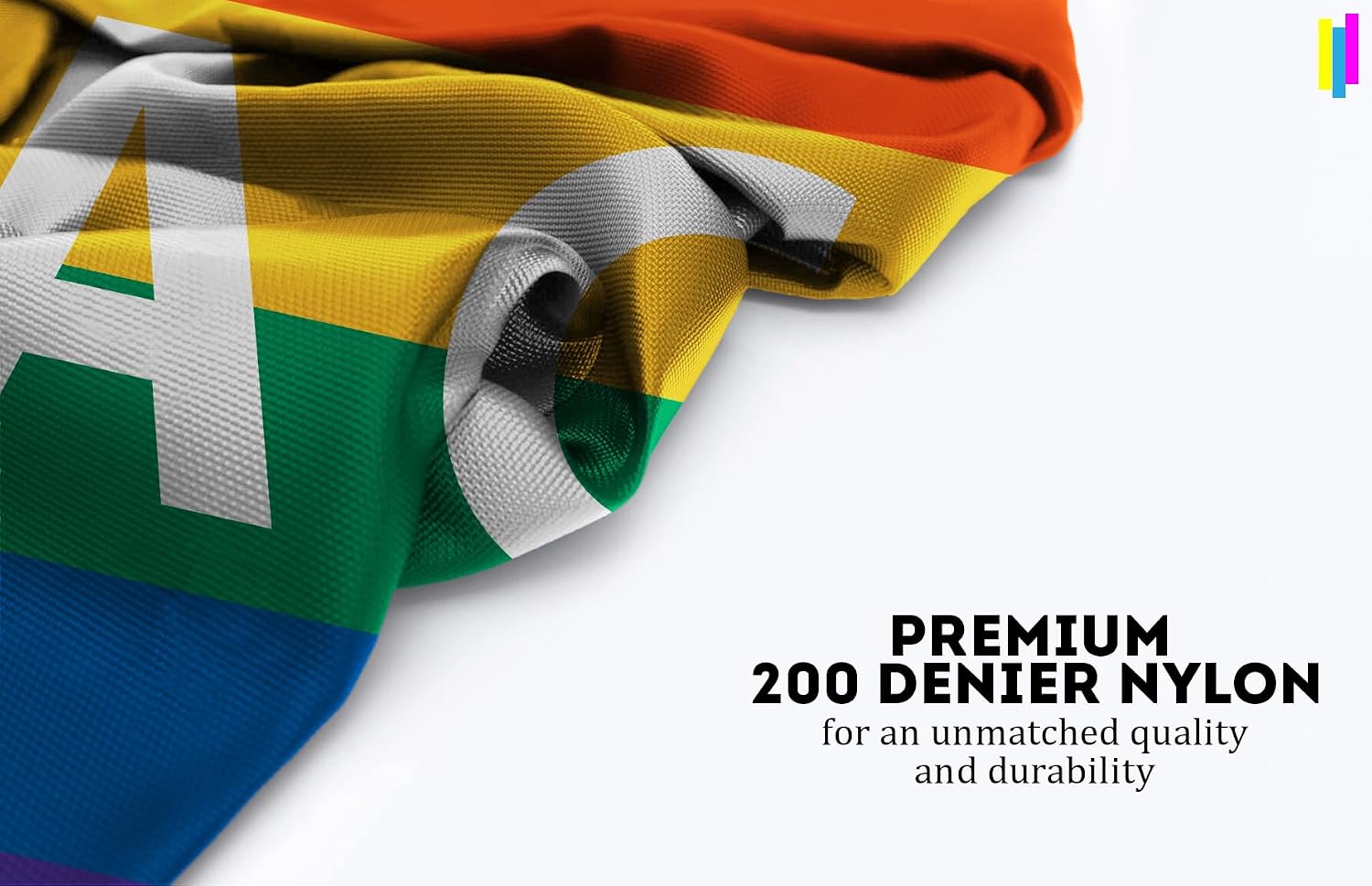 AGAS Large Rainbow Pace Letter Pride Flag 8x12 Ft - Printed 200D Nylon - Rope Thimble Brass Grommet Stitched Edges Fade Proof Sharp Colors - Large Size Indoor/Outdoor Pace Pride flag