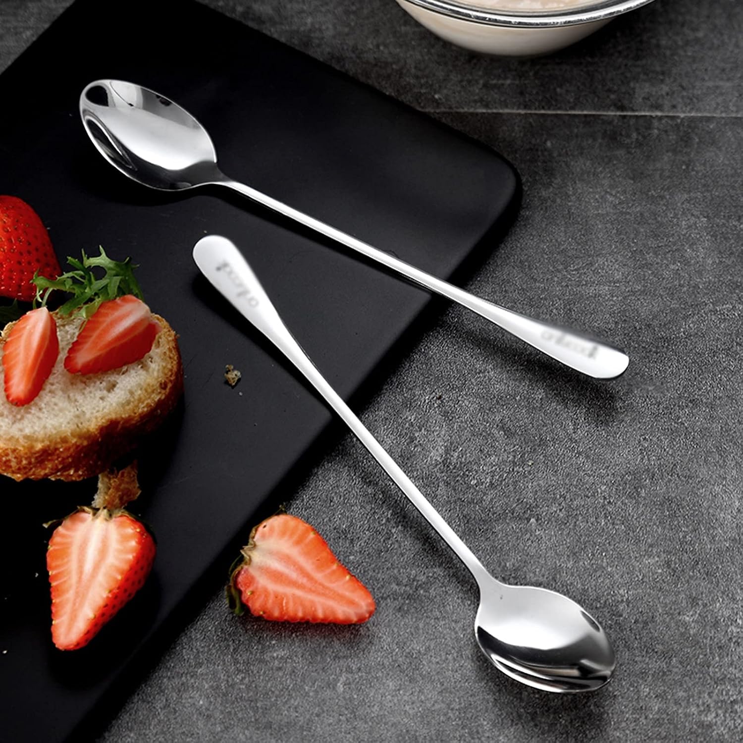 Spoons 7.5-Inch Long Handle Spoons Set Espresso Spoons Ice Cream Spoon Stainless Steel Small Spoons for Dessert Flatware Set of 6 Tablespoon