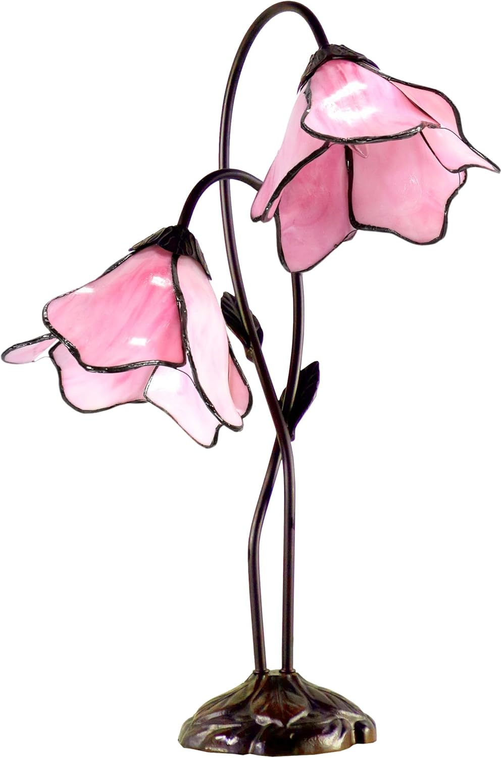 Dale Tiffany TT12146 Poelking 2-Light Pink Lily Table Lamp, 12' x 12' x 21', Bronze