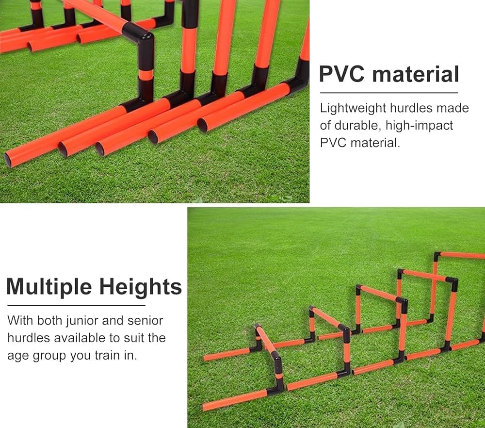 Kids Portable Hurdles Training Equipment - Plastic Soccer Agility Workout Trainer Kit, 5 Pack Different Height Hurdles, Track and Field Practice Kit(Color:Yellow)